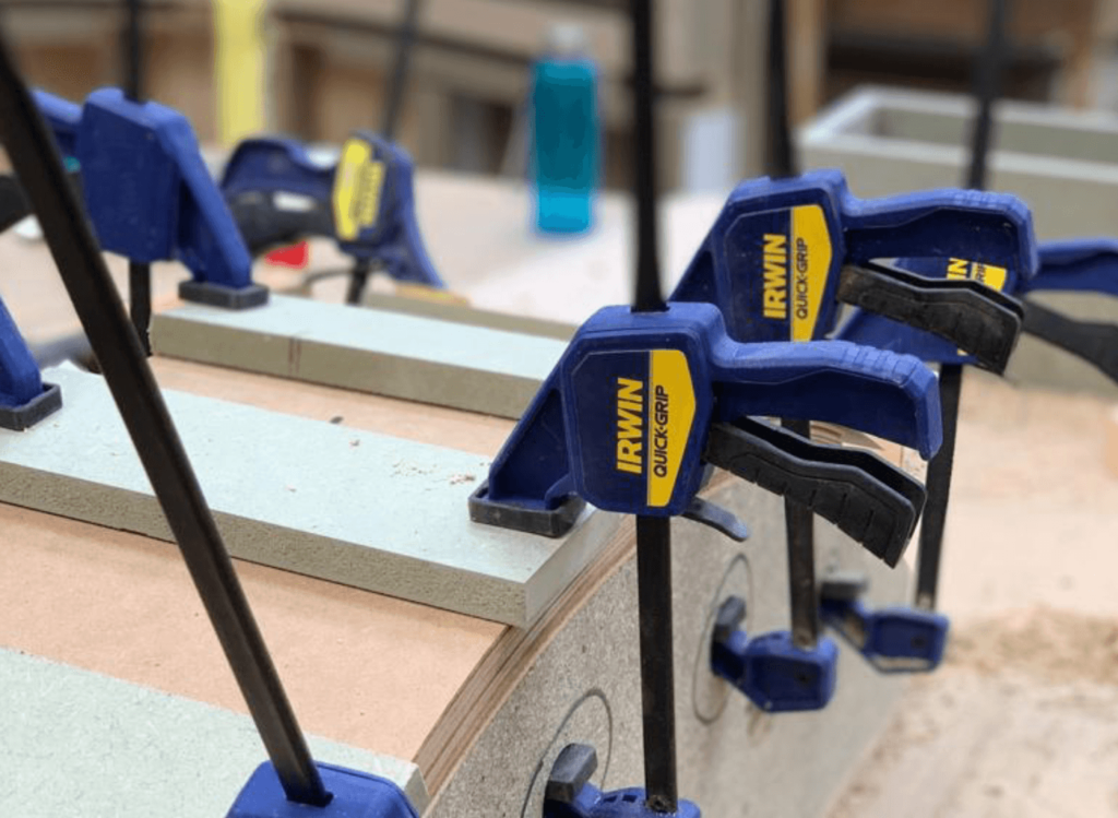 Curved panels being manufactured by our bespoke joiners