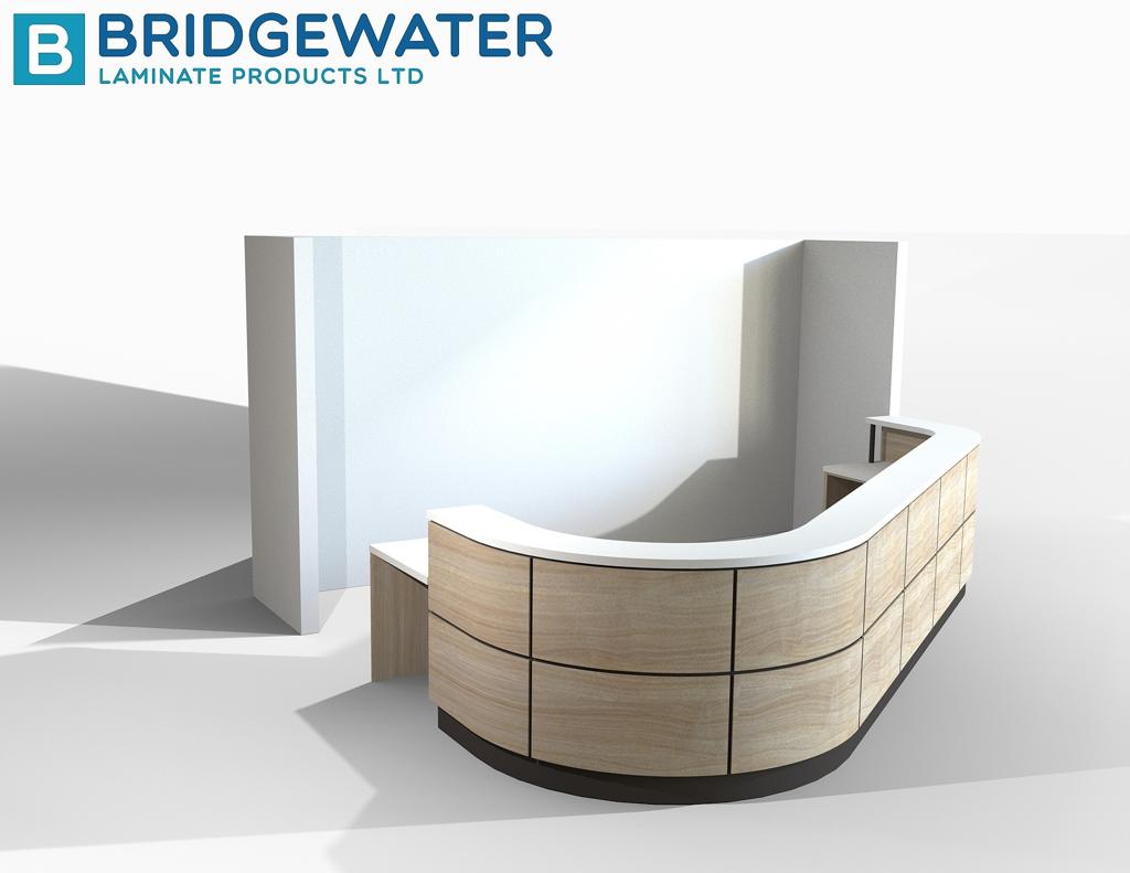 Rendered side view of the Edge Hill University reception counter