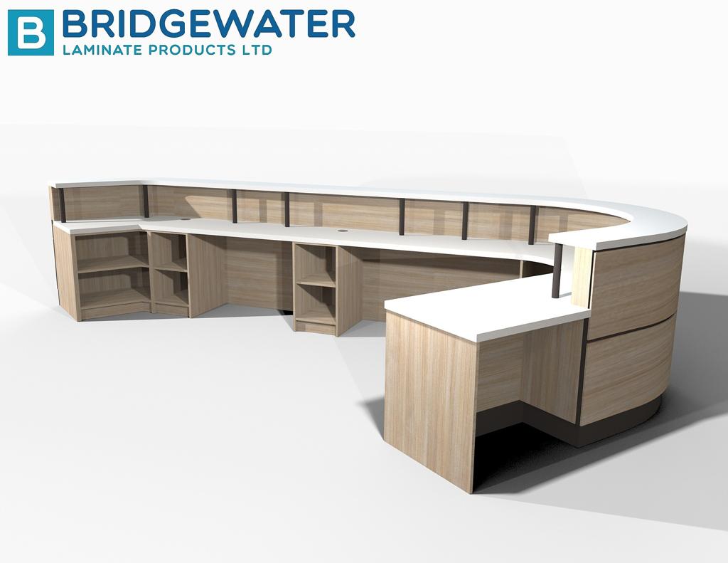 Rendered rear view of the Edge Hill University reception counter
