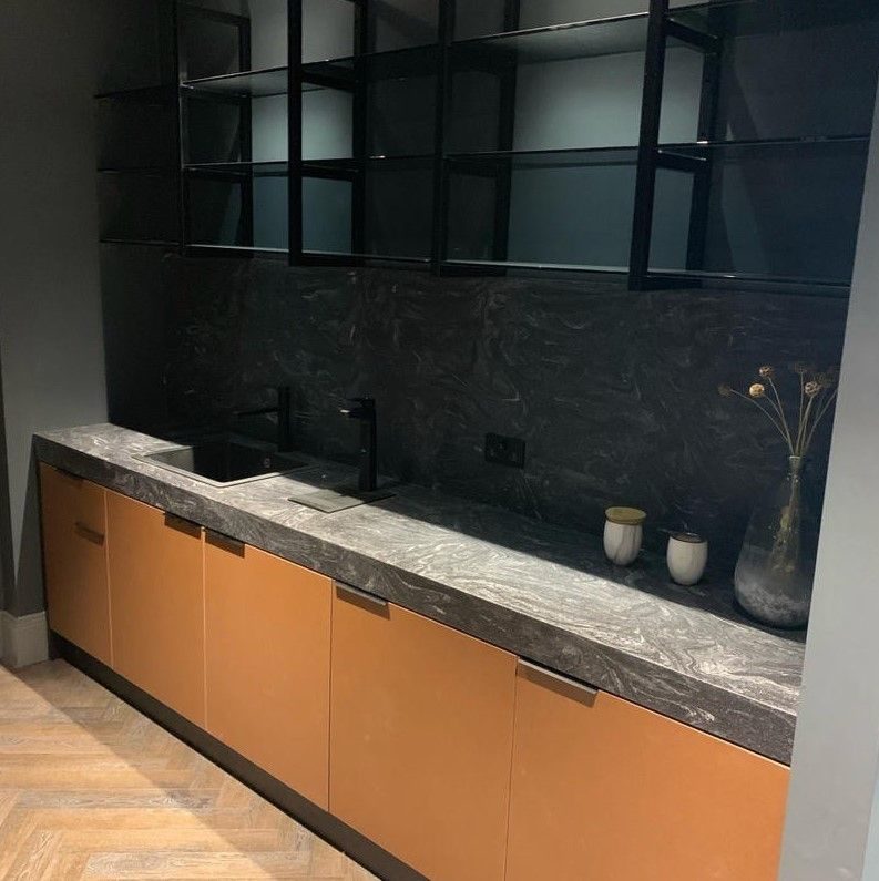 Bespoke beverage counter in place at the brook house origin offices