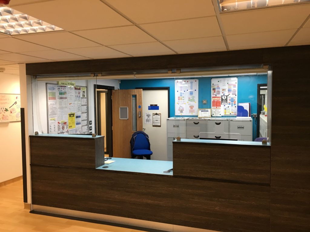 Image of the moss side bespoke reception counter