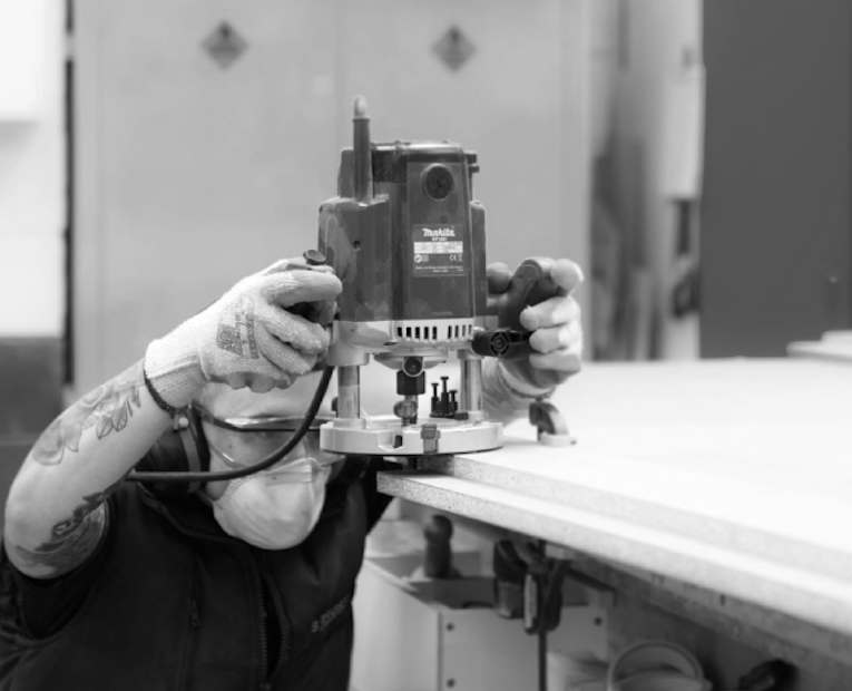 Our bespoke worktop joiner Jason working on a project