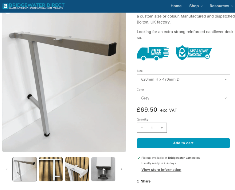 Bridgewater Direct Cantilever Desk Legs Screenshot